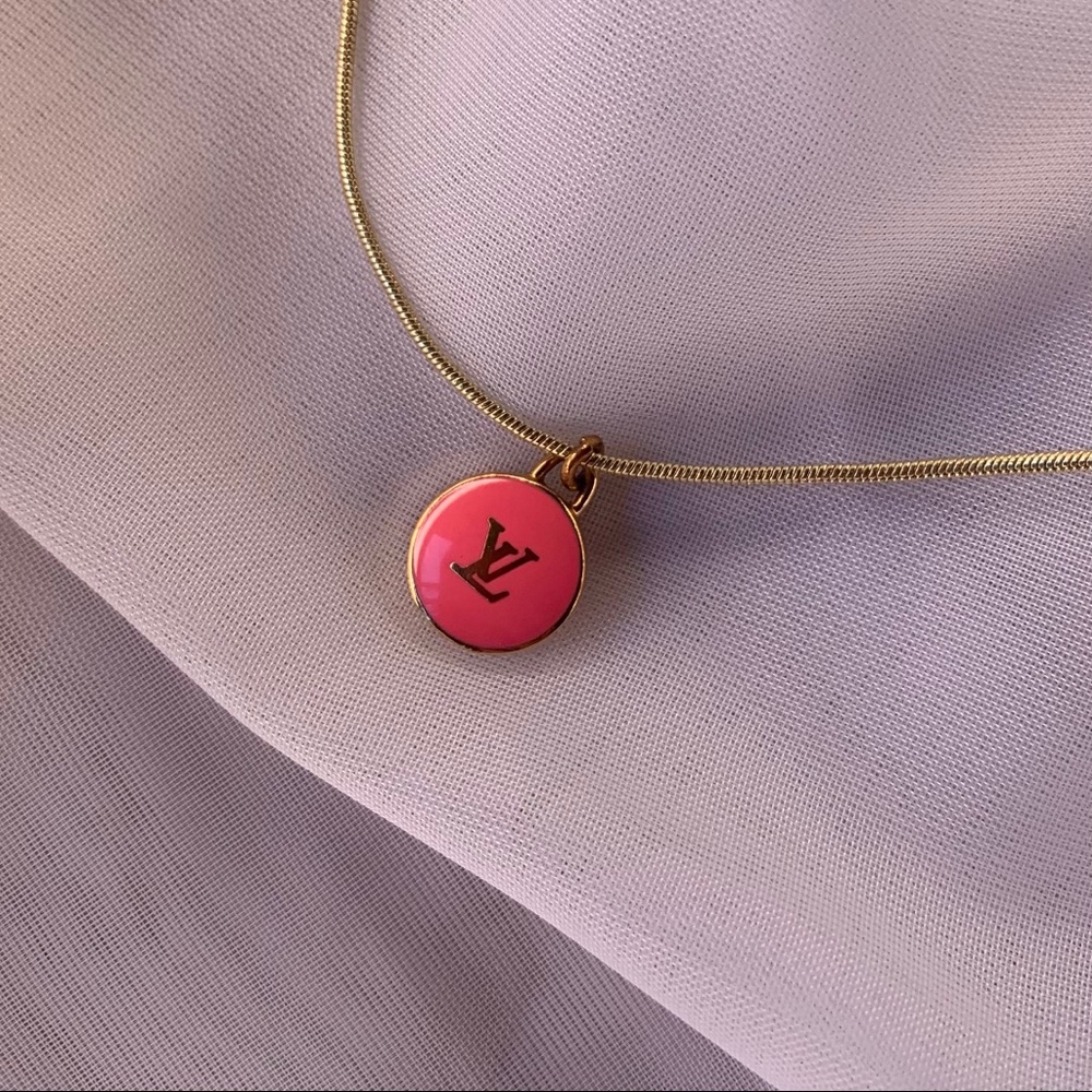 Pink Louis Vuitton charm with necklace (authentic)